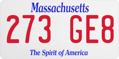 MA license plate 273GE8