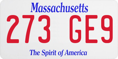 MA license plate 273GE9