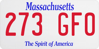 MA license plate 273GF0