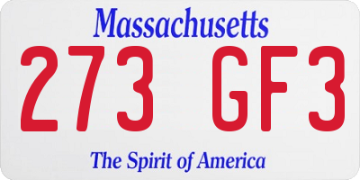 MA license plate 273GF3