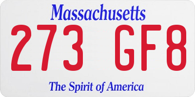 MA license plate 273GF8