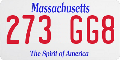 MA license plate 273GG8