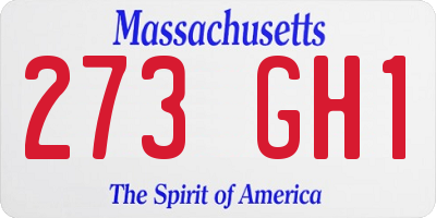 MA license plate 273GH1