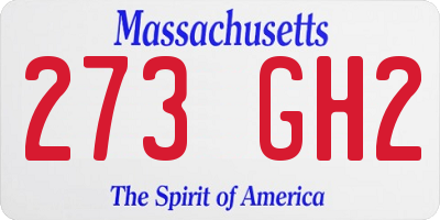 MA license plate 273GH2