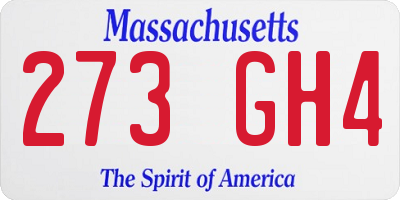MA license plate 273GH4