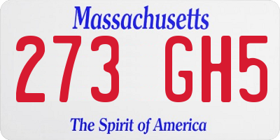 MA license plate 273GH5