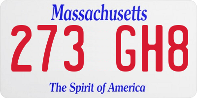 MA license plate 273GH8