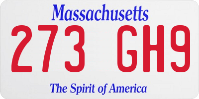 MA license plate 273GH9