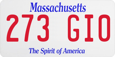 MA license plate 273GI0