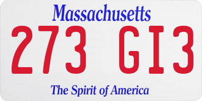MA license plate 273GI3