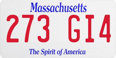 MA license plate 273GI4