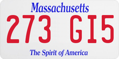 MA license plate 273GI5
