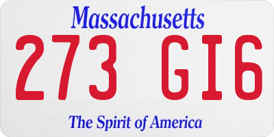MA license plate 273GI6