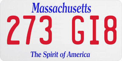 MA license plate 273GI8