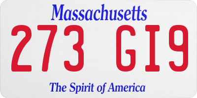 MA license plate 273GI9
