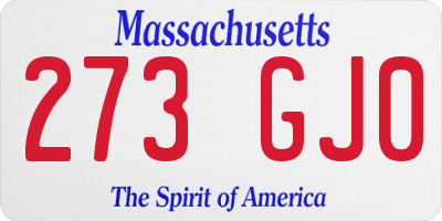 MA license plate 273GJ0