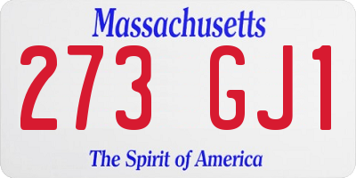 MA license plate 273GJ1