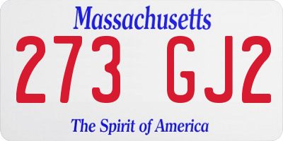 MA license plate 273GJ2