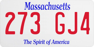 MA license plate 273GJ4