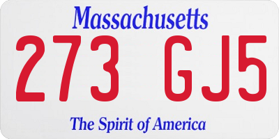 MA license plate 273GJ5
