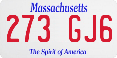 MA license plate 273GJ6