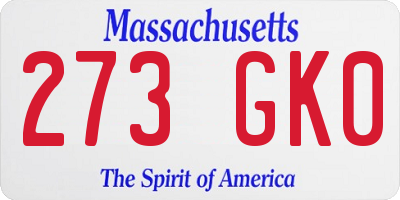 MA license plate 273GK0