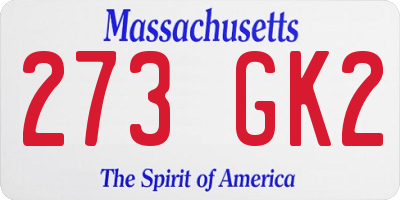 MA license plate 273GK2