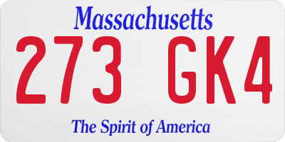 MA license plate 273GK4