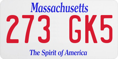 MA license plate 273GK5