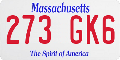MA license plate 273GK6