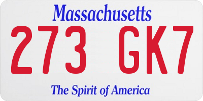 MA license plate 273GK7