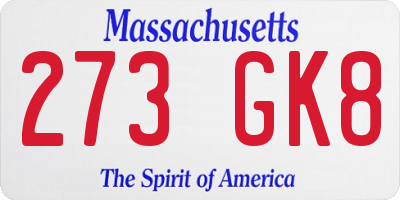 MA license plate 273GK8