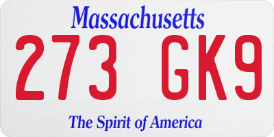 MA license plate 273GK9