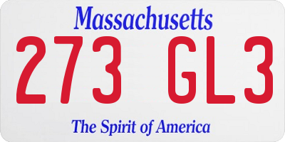 MA license plate 273GL3
