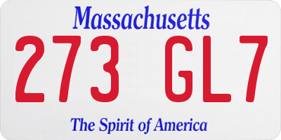 MA license plate 273GL7