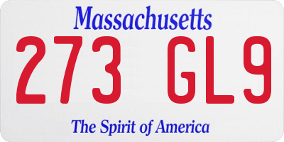 MA license plate 273GL9