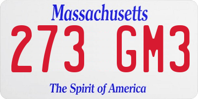 MA license plate 273GM3