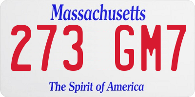 MA license plate 273GM7