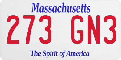 MA license plate 273GN3