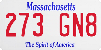 MA license plate 273GN8