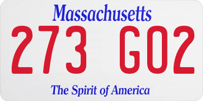 MA license plate 273GO2