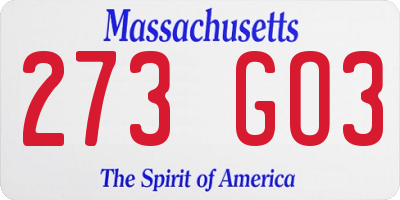 MA license plate 273GO3