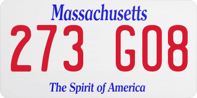 MA license plate 273GO8