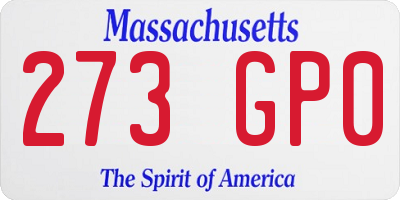 MA license plate 273GP0
