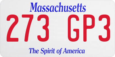 MA license plate 273GP3