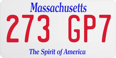 MA license plate 273GP7