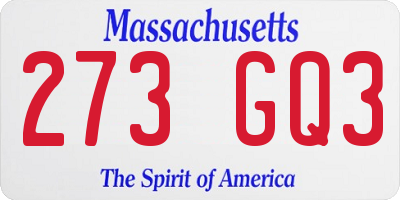 MA license plate 273GQ3