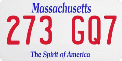 MA license plate 273GQ7
