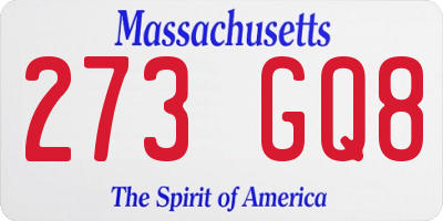 MA license plate 273GQ8