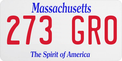 MA license plate 273GR0
